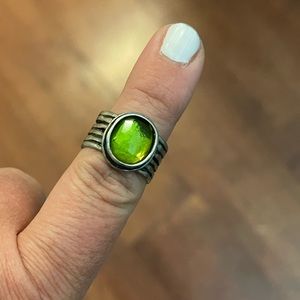 SILPADA Sterling Silver 925 Wide Band Green Glass Bezel Set Ring Sz. 7